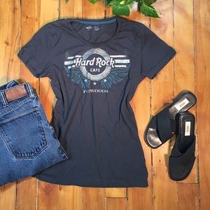 T Shirt HARD ROCK CAFE silver glitter Foxwoods